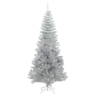 vidaXL Artificial Christmas Tree with Stand Silver 6 ft PET