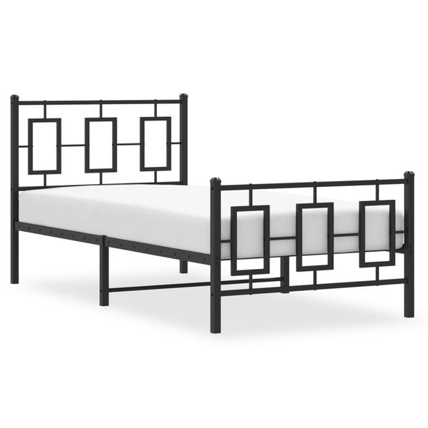vidaXL Bed Frame Black Powder-Coated Steel 35.4x78.7 in Bed Frame