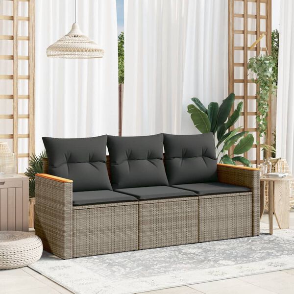 vidaXL Garden Sofa Set Grey PE rattan Large Modular Garden Sofa Set