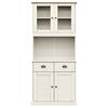 vidaXL Highboard White Solid pine wood, engineered wood, metal, glass