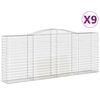 vidaXL Gabion Basket Set of 9 Silver Galvanized Iron Extra Large