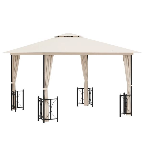 vidaXL Gazebo with Sidewalls&Double Roofs 9.8x9.8' Cream