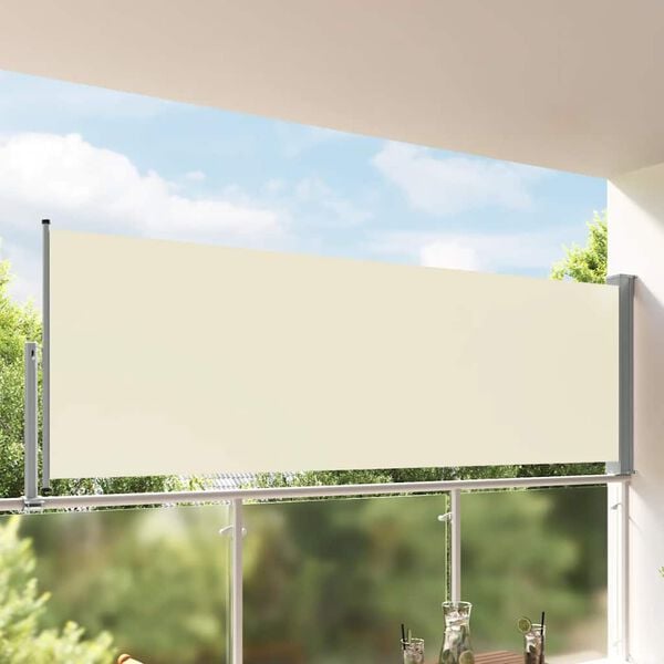 vidaXL Side Awning Cream Polyester, Powder-Coated Iron 47.2 x 118.1 in