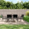 vidaXL 7 Piece Patio Dining Set with Cushions Poly Rattan and Steel