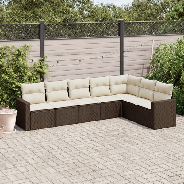 vidaXL Garden Sofa Set Brown and cream white