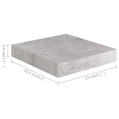 vidaXL Floating Wall Shelves 4 pcs Concrete Gray 9.1"x9.3"x1.5" MDF