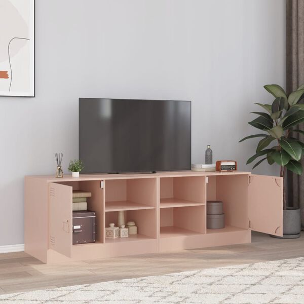 vidaXL TV Cabinet Set of 2 Pink Cold-rolled steel 26.4x15.4x17.3 in