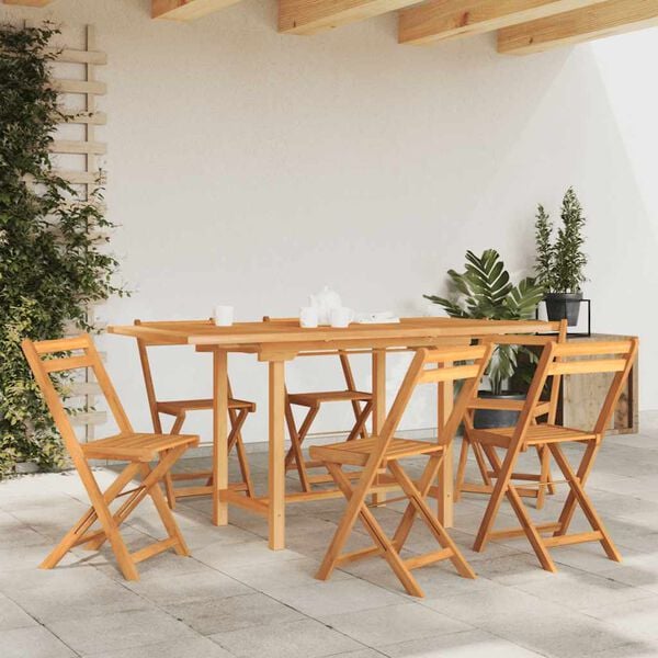 vidaXL Garden Table Natural Teak Solid Teak Wood Medium Extendable