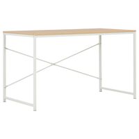 vidaXL Computer Desk White and Oak 47.2"x23.6"x27.6"