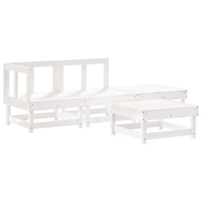 vidaXL 4 Piece Patio Lounge Set with Cushions White Solid Wood