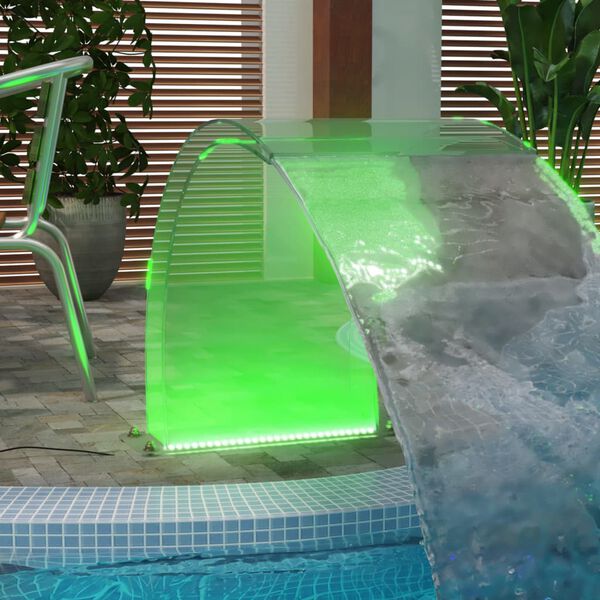 vidaXL Pool Fountain Clear Acrylic Medium Lights Pool Fountain