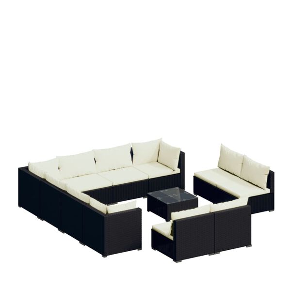 vidaXL Garden Lounge Set Black PE rattan Large Modular