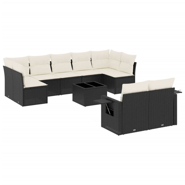 vidaXL Garden Sofa Set Black, Cream White