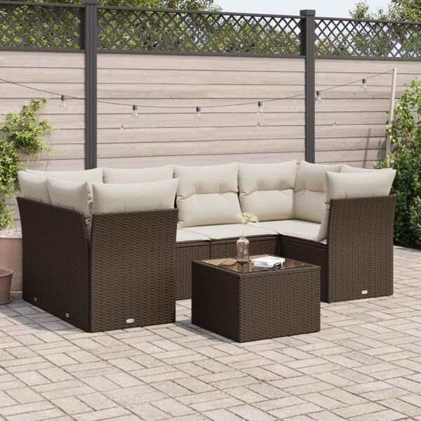 vidaXL Garden Sofa Set Brown