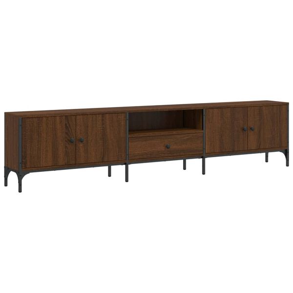 vidaXL TV Cabinet Brown Oak Engineered Wood, Metal 78.7 x 9.8 x 17.3 in