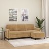 vidaXL 3-Seater Sofa With Footstool Brown Velvet (100% polyester) 3-Seater