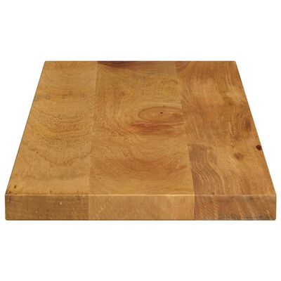 Top view of a square wooden cutting board with wood grain