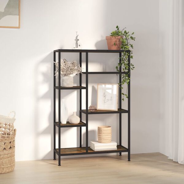 vidaXL Book Shelf Dark brown and black Engineered wood, steel