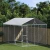 vidaXL Outdoor Dog Kennel Silver Galvanized Steel Large