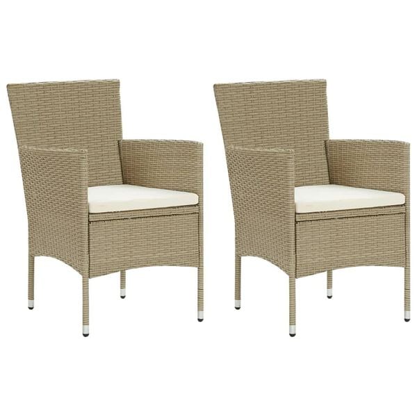 vidaXL Dining Set Beige Poly Rattan Medium Lightweight Dining Set