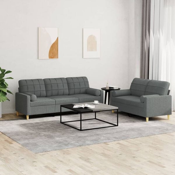 vidaXL Sofa Set Dark gray Fabric (100% polyester), metal, textilene, plywood