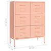 vidaXL Drawer Cabinet Pink Steel Large Drawer Cabinet Rectangular