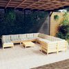 vidaXL Garden Lounge Set Cream Solid pine wood, 100% polyester fabric