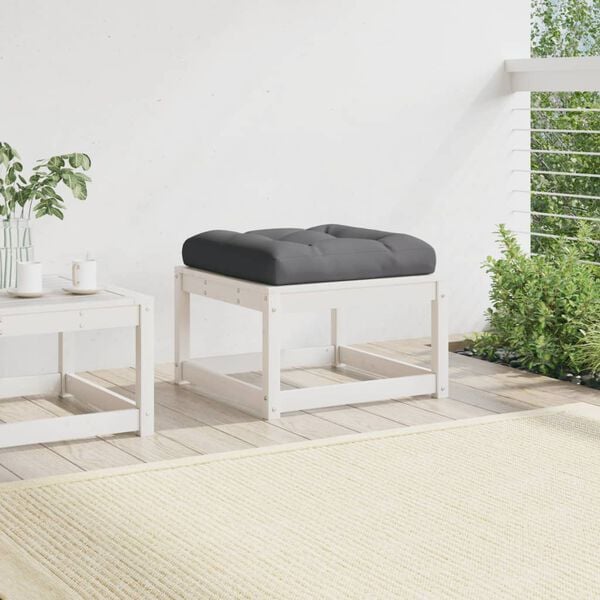 vidaXL Garden Footstool White Solid pine wood 32.7 x 28.7 x 30.7 in