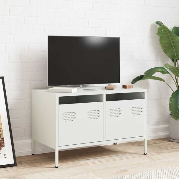 vidaXL TV Cabinet White Cold-rolled steel 26.8 in x 15.4 in x 17.1 in