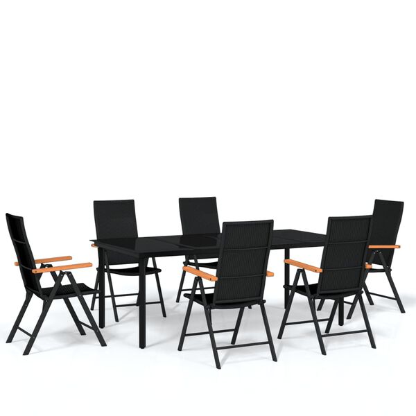 vidaXL Garden Dining Set Black Powder-coated steel Large Foldable