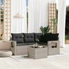 vidaXL Garden Sofa Set Light Grey PE Rattan Medium Removable Covers