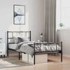 vidaXL Bed Frame Black Powder-Coated Steel Twin Bed Frame Rectangular