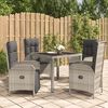 vidaXL Garden Dining Set Grey Poly Rattan 5-Piece Set