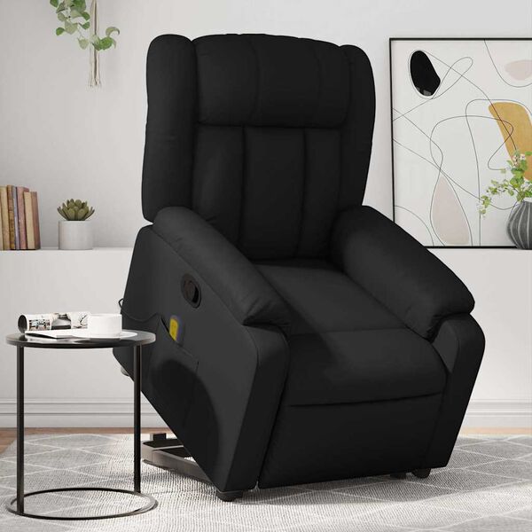 vidaXL Stand Up Massage Recliner Chair Black Faux leather, metal, plywood