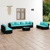 vidaXL Garden Lounge Set Black, Water Blue