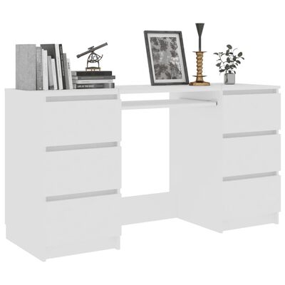 vidaXL Writing Desk White 55.1"x19.7"x30.3" Chipboard