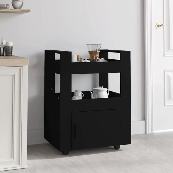 vidaXL Kitchen Trolley Black 23.6x17.7x31.5" Engineered Wood