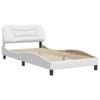vidaXL Bed Frame White Faux leather, metal, solid pine wood, plywood Twin