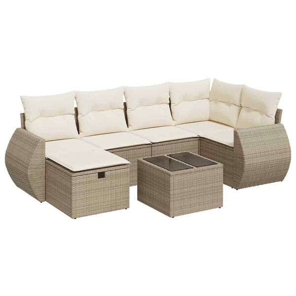 vidaXL Garden Sofa Set Beige, Cream white