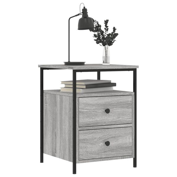 vidaXL Bedside Cabinet Set of 2 Grey Sonoma Engineered wood, iron