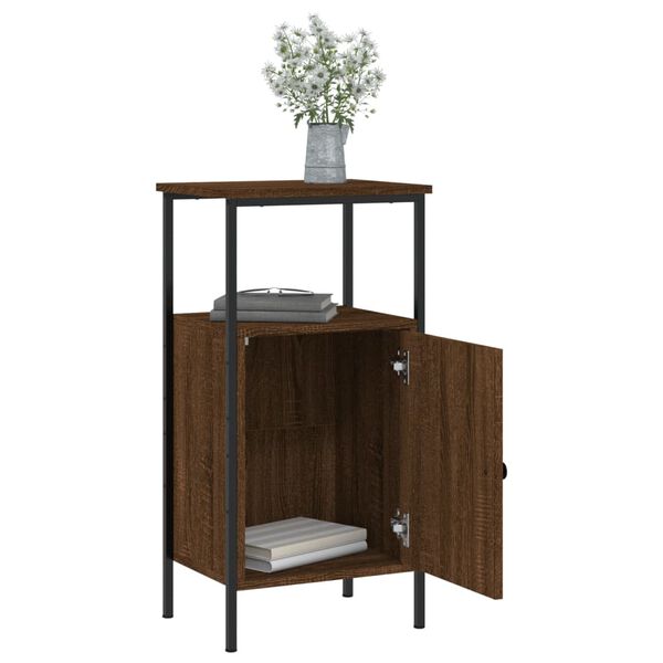 vidaXL Bedside Cabinet Brown oak Engineered wood, Iron Medium