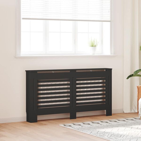 vidaXL Radiator Cover Black 59.8"x7.5"x32.1" MDF