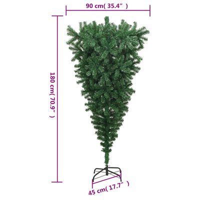vidaXL Upside-down Artificial Christmas Tree with Stand Green 6 ft