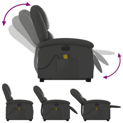 Back view of the recliner showing adjustable components and multiple positions with purple arrows indicating movement.