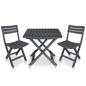 vidaXL Garden Bistro Set Anthracite Plastic Compact Foldable