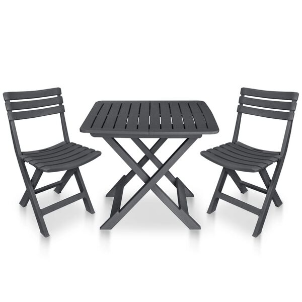 vidaXL Garden Bistro Set Anthracite Plastic Compact Foldable