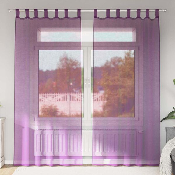 vidaXL Voile Curtains with Loops 2 pcs Purple 55.1x88.6"