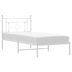 vidaXL Bed Frame White Powder-Coated Steel Single Bed Frame
