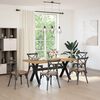 vidaXL Dining Table Natural Top, Black Legs Solid Pine Wood 70.9 x 35.4 in