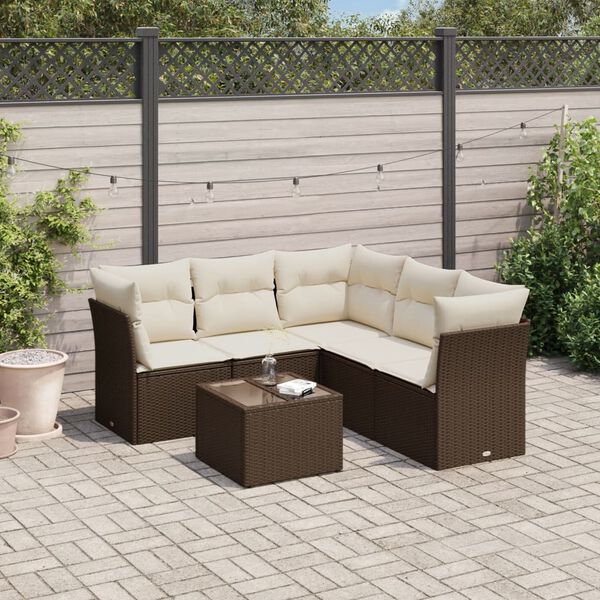 vidaXL Garden Sofa Set Brown and Cream White